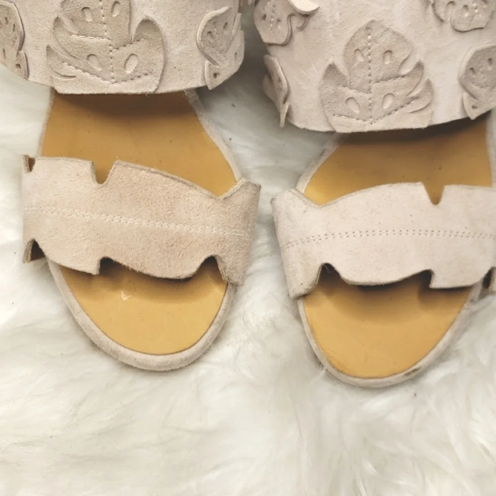 Sylven NY Botanica Suede Leather Sandal w Buckled Ankle Strap pale lilac